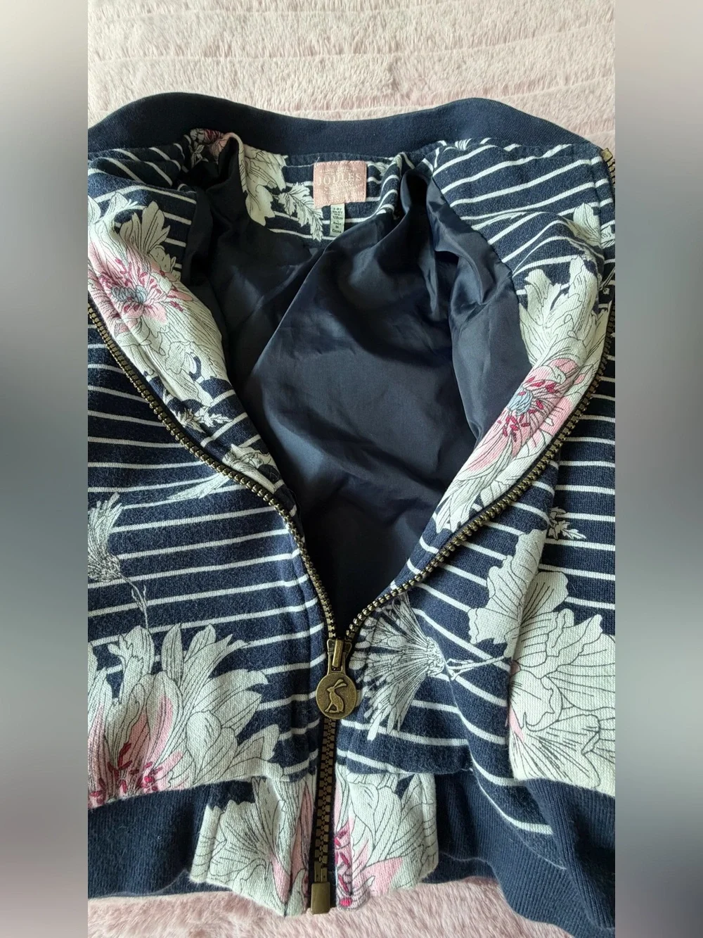 Kid’s Joules Navy Floral Zip Bomber Jacket